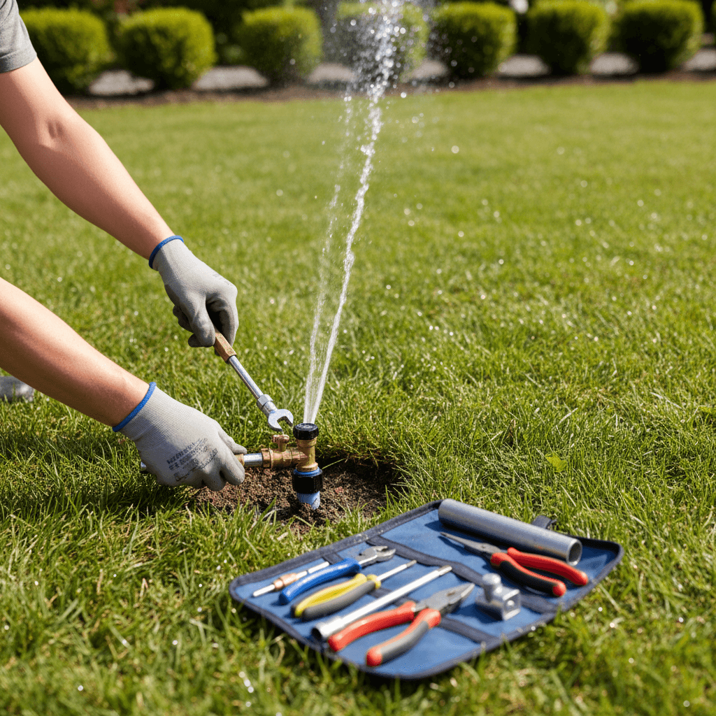 Sprinkler system wet check and irrigation maintenance